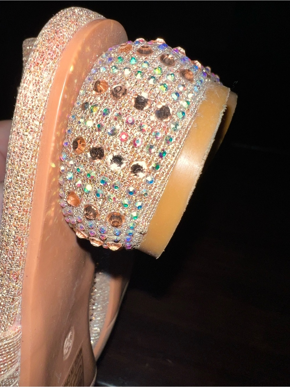 Embellished Rose Gold Pointed Slingback Flats - Picture 6 of 6